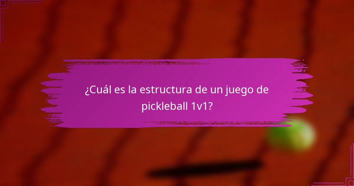 ¿Cuál es la estructura de un juego de pickleball 1v1?