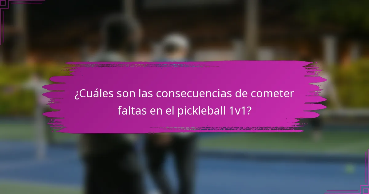 ¿Cuáles son las consecuencias de cometer faltas en el pickleball 1v1?