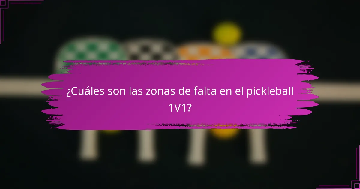 ¿Cuáles son las zonas de falta en el pickleball 1V1?