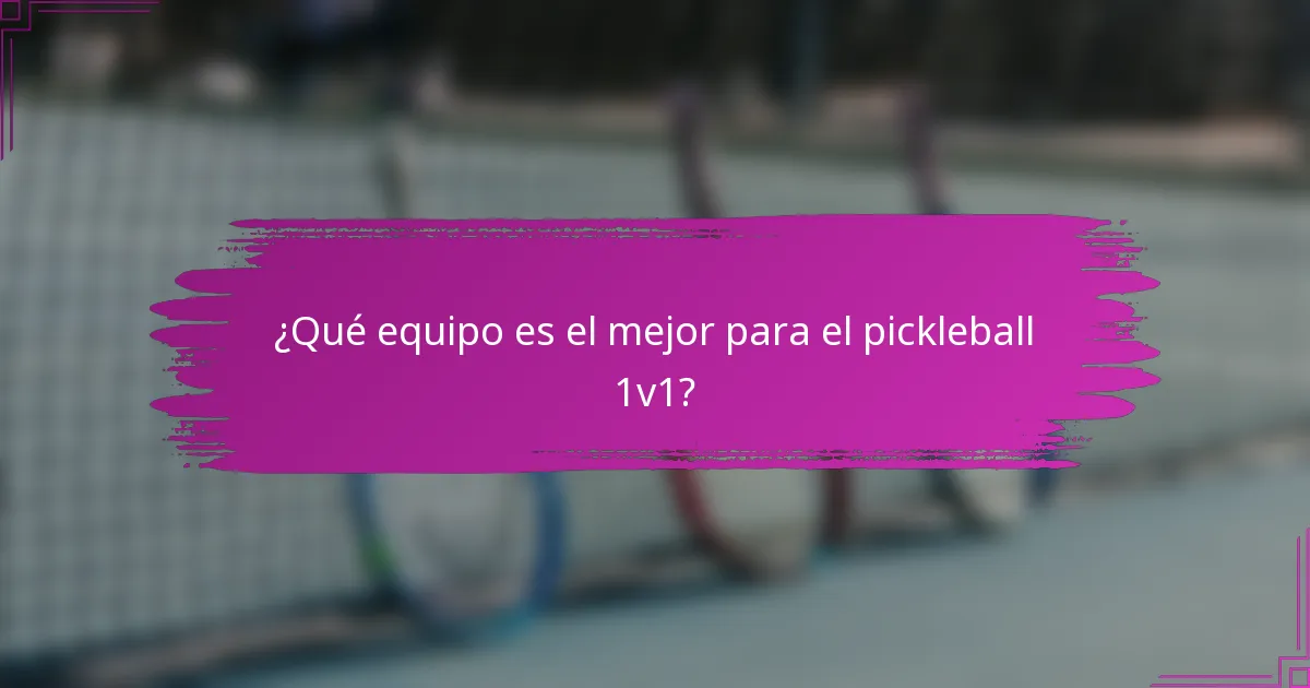¿Qué equipo es el mejor para el pickleball 1v1?